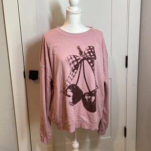 Altar'd State Pink Graphic Crew Neck Sweater